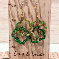 St. Patrick's Day Interlocking Shamrock Dangle Earrings